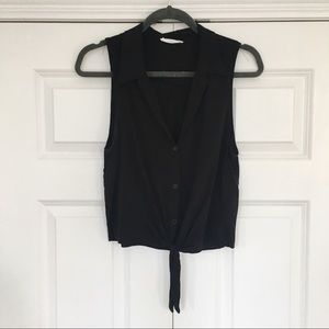 Lush - Tie-front Button Down Tank